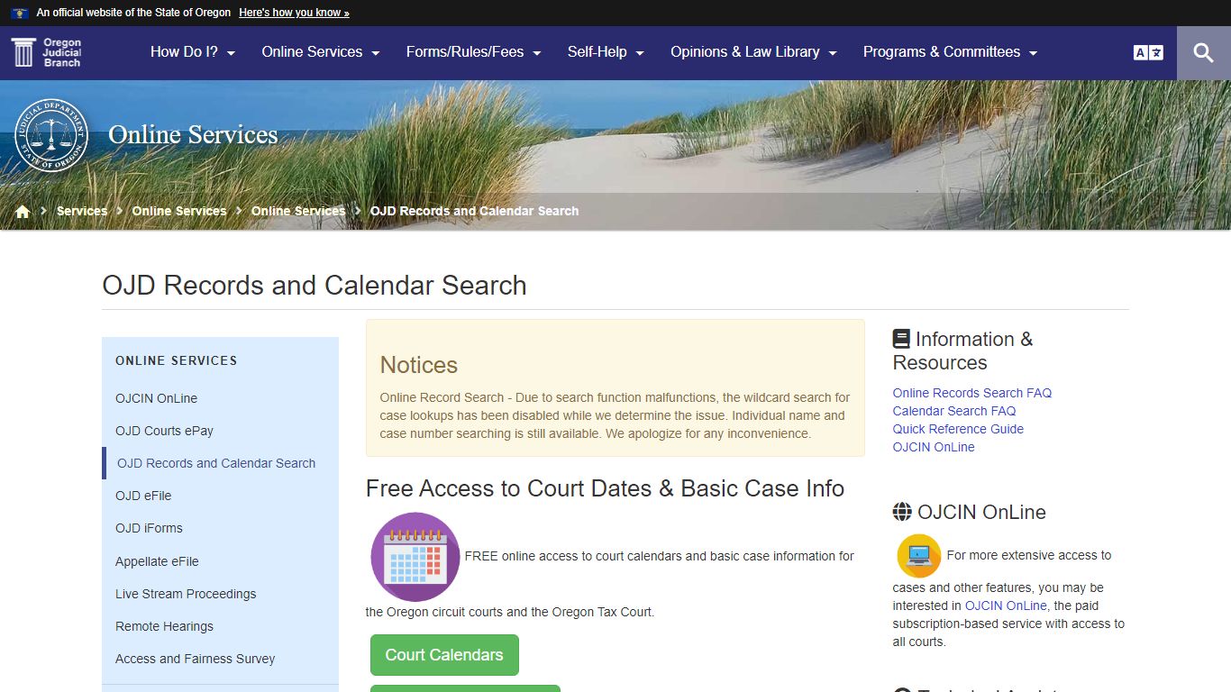 Oregon Judicial Department : OJD Records and Calendar ...